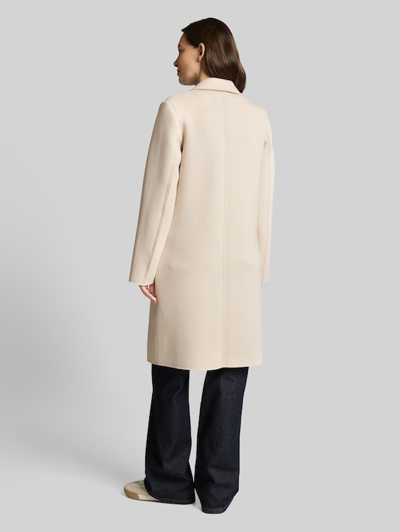 Scuba coat with slit pockets - sand stone beige