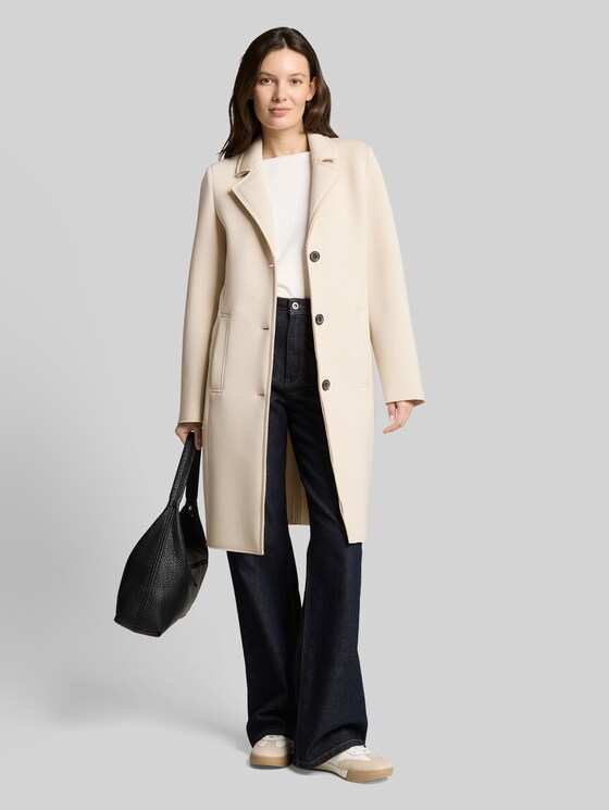 Scuba coat with slit pockets - sand stone beige