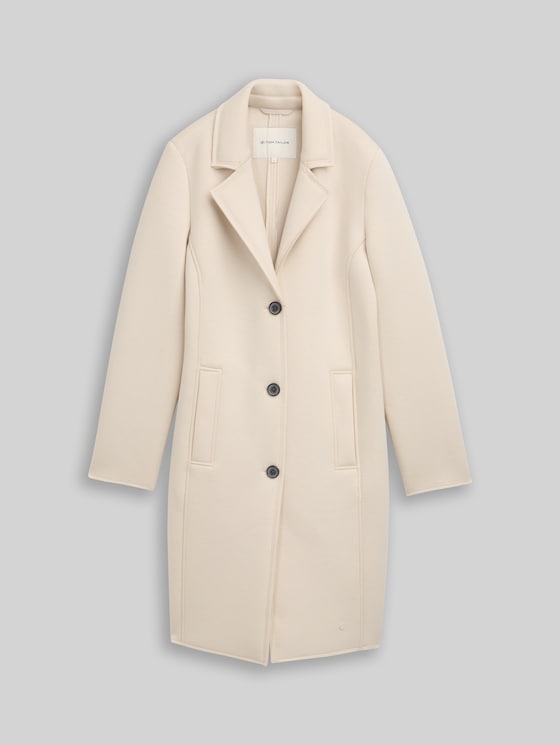 Scuba coat with slit pockets - sand stone beige