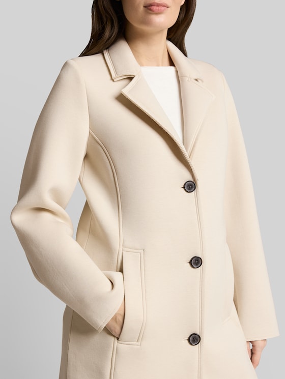 Scuba coat with slit pockets - sand stone beige