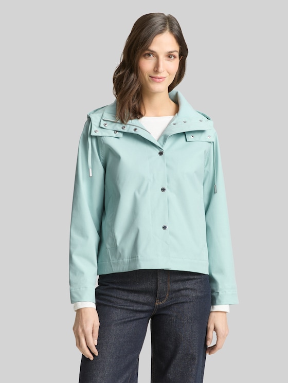 Ultralight short parka made from water-repellent material - blue haze