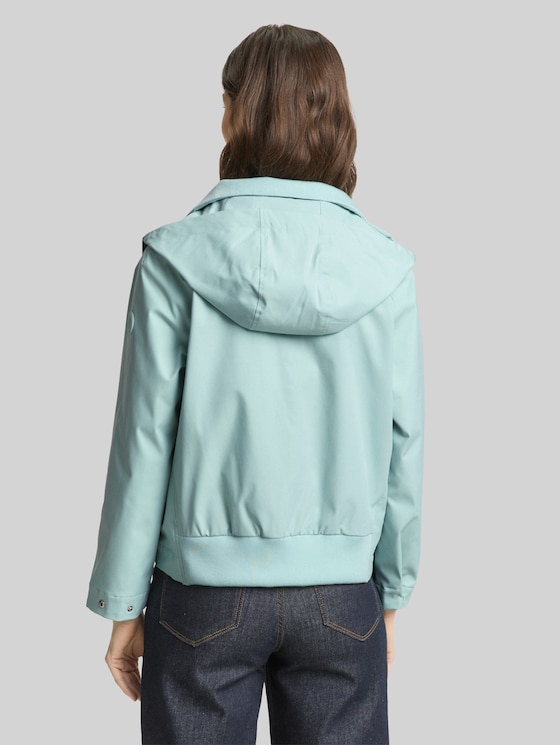 Ultralight short parka made from water-repellent material - blue haze