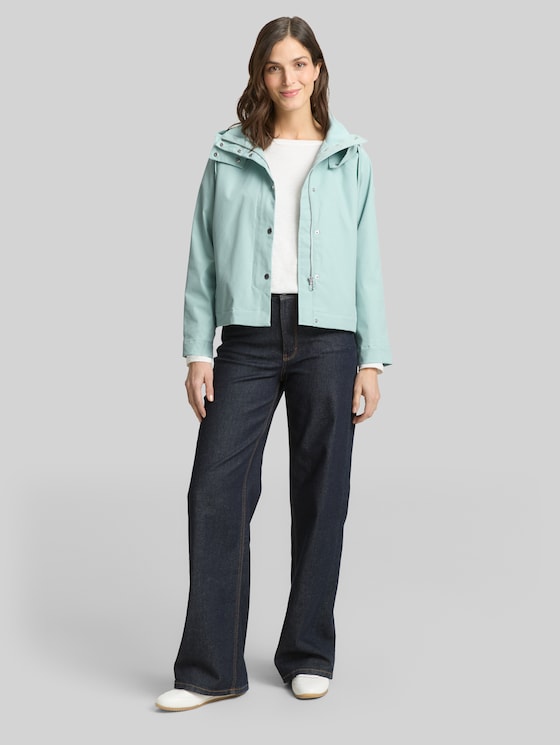 Ultralight short parka made from water-repellent material - blue haze