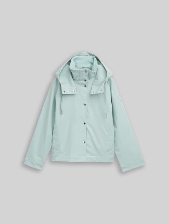 Ultralight short parka made from water-repellent material - blue haze