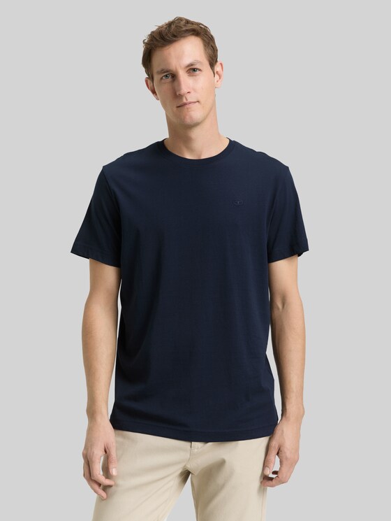 T-shirt with embroidered logo - sky captain blue