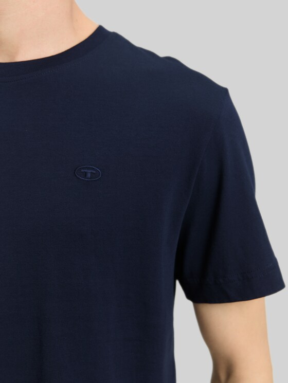 T-shirt with embroidered logo - sky captain blue