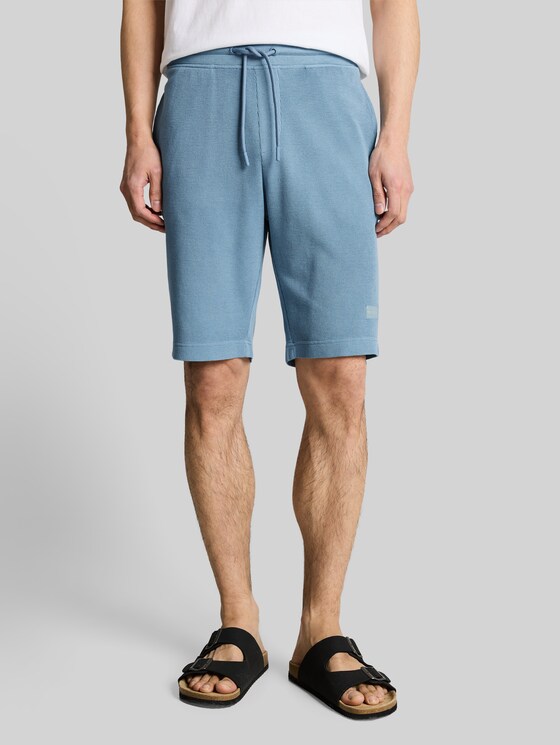 Shorts with waffle texture - mountain spring blue