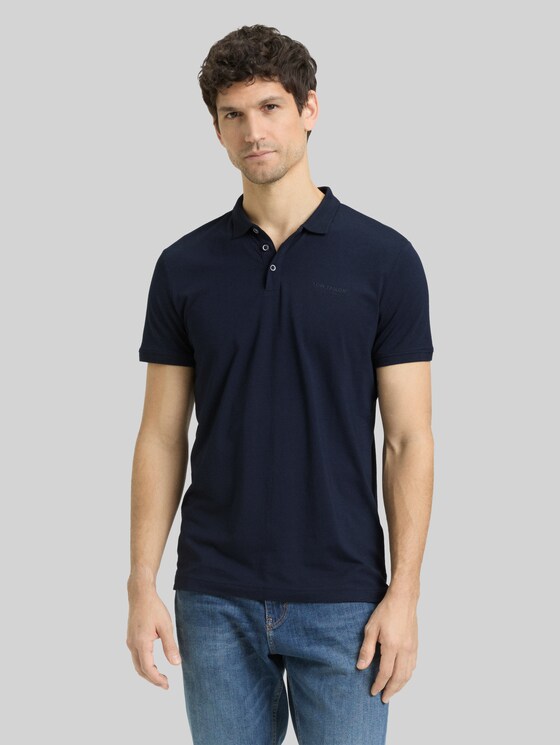 Fitted polo shirt with logo print - sky captain blue