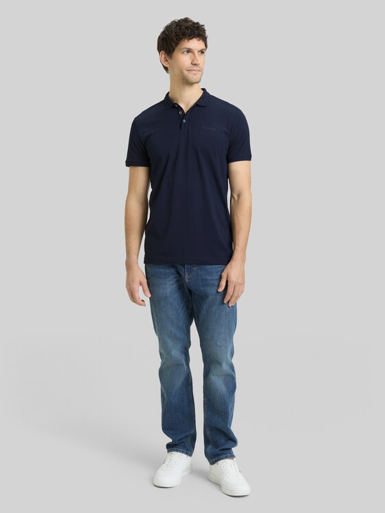 Fitted polo shirt with logo print - sky captain blue