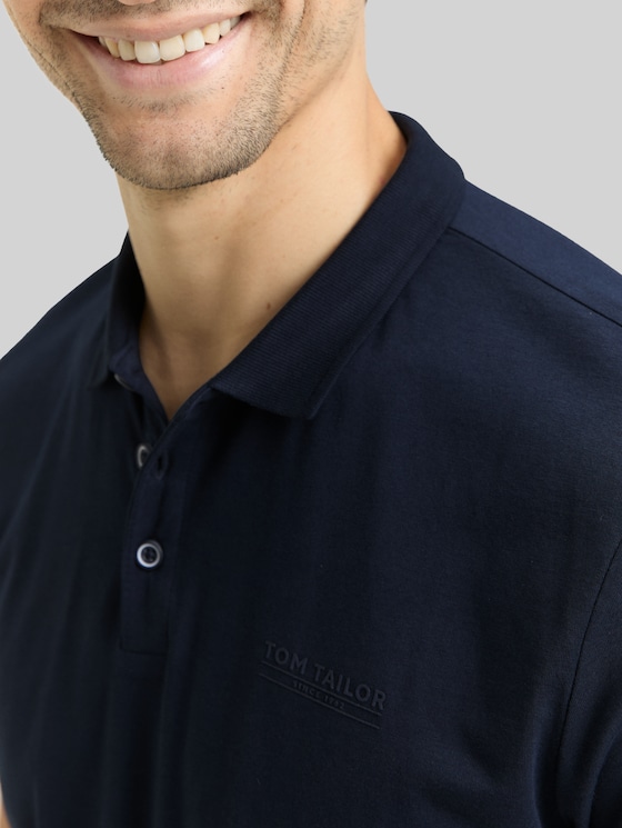 Fitted polo shirt with logo print - sky captain blue