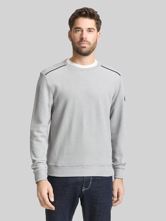 Sweatshirt with logo badge - offwhite navy stripe structure