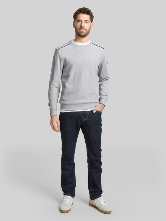 Sweatshirt with logo badge - offwhite navy stripe structure