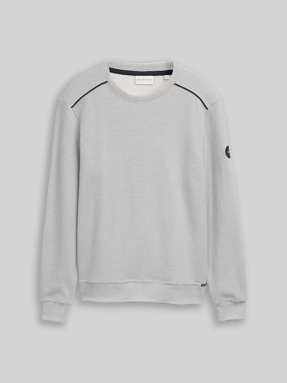 Sweatshirt with logo badge - offwhite navy stripe structure