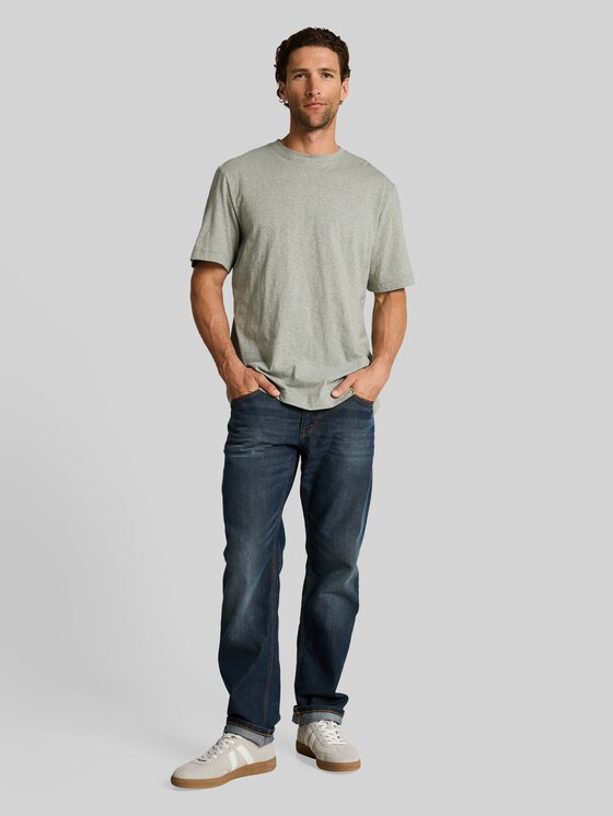 T-shirt with a fine striped pattern - shadow olive fine stripe