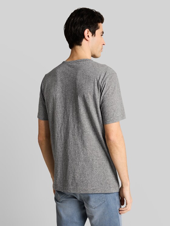 Henley T-shirt with fine stripe pattern - white tarmac grey fine stripe