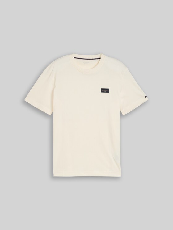 Cotton T-shirt with logo badge - Gardenia White