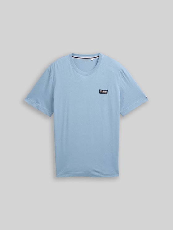 Cotton T-shirt with logo badge - mountain spring blue