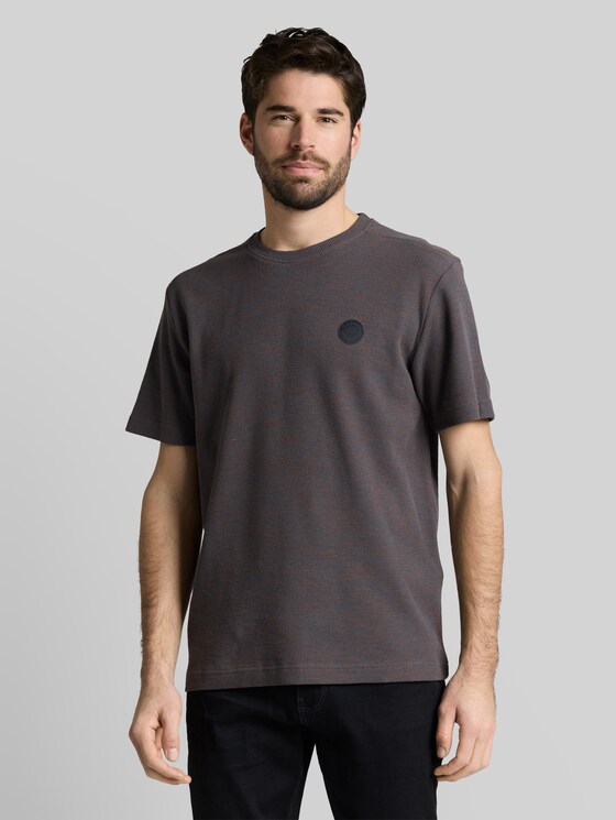 T-shirt with a waffle texture - grey orange waffle inject