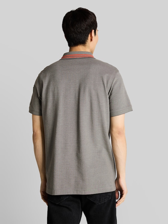 Polo shirt with sleeve pocket - olive green grey two tone