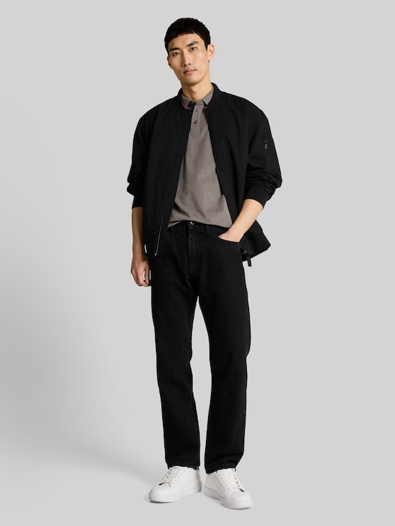 Polo shirt with sleeve pocket - olive green grey two tone