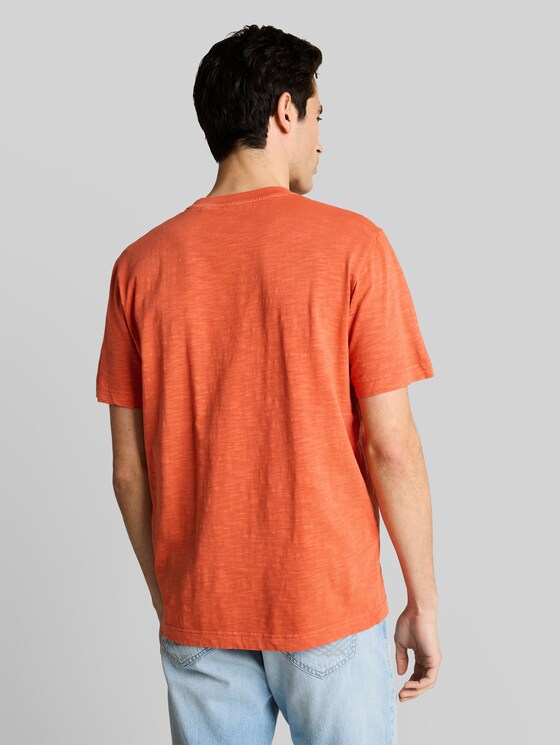 T-shirt in blended look with print - Chili Orange
