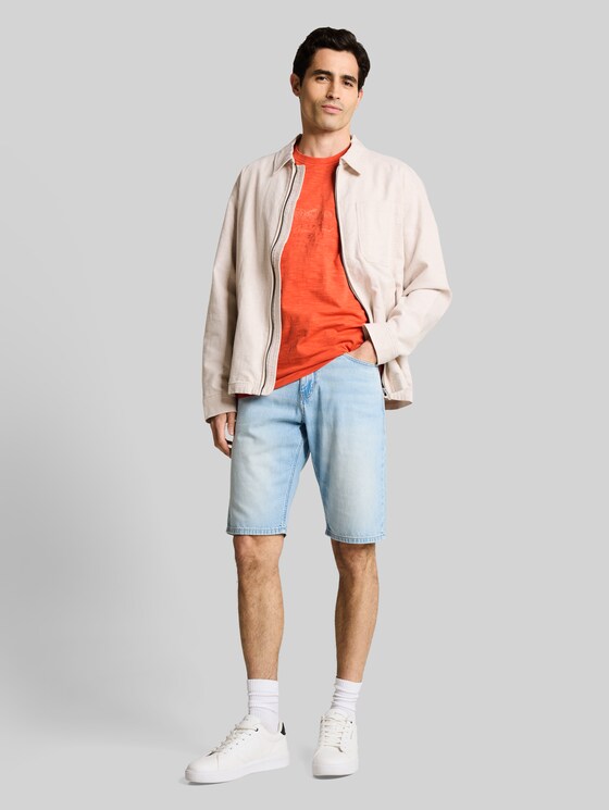 T-shirt in blended look with print - Chili Orange
