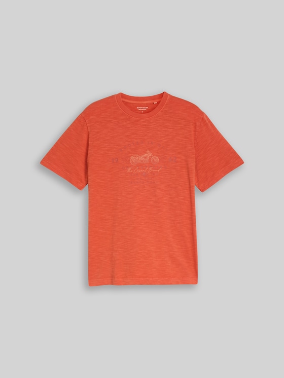 T-shirt in blended look with print - Chili Orange