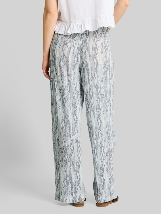 Crinkle wide-leg trousers with snake print - faded snake print