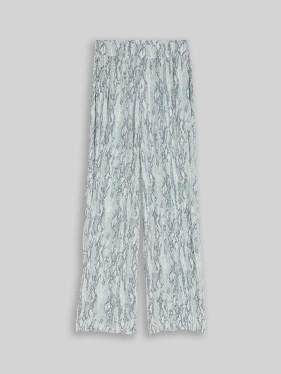 Crinkle wide-leg trousers with snake print - faded snake print