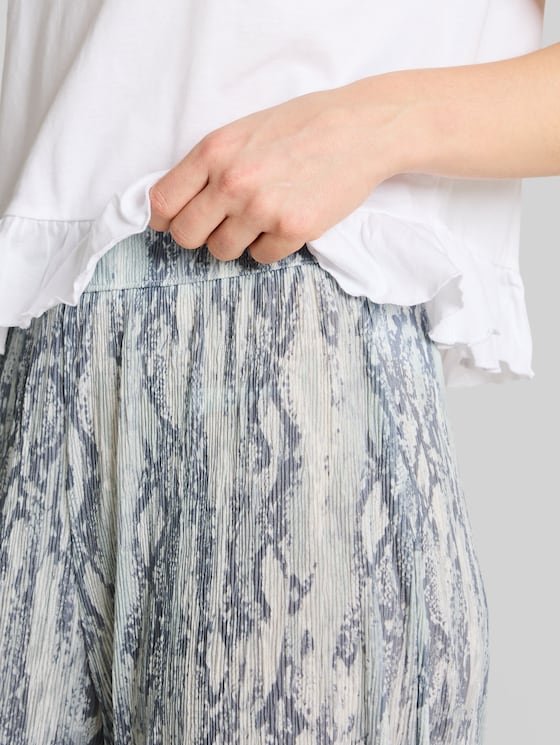 Crinkle wide-leg trousers with snake print - faded snake print