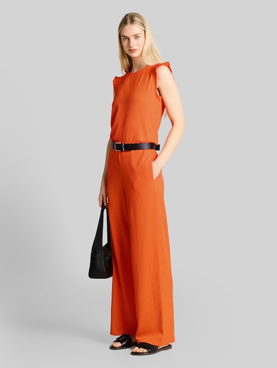 Crinkle wide-leg trousers - Fiery Orange