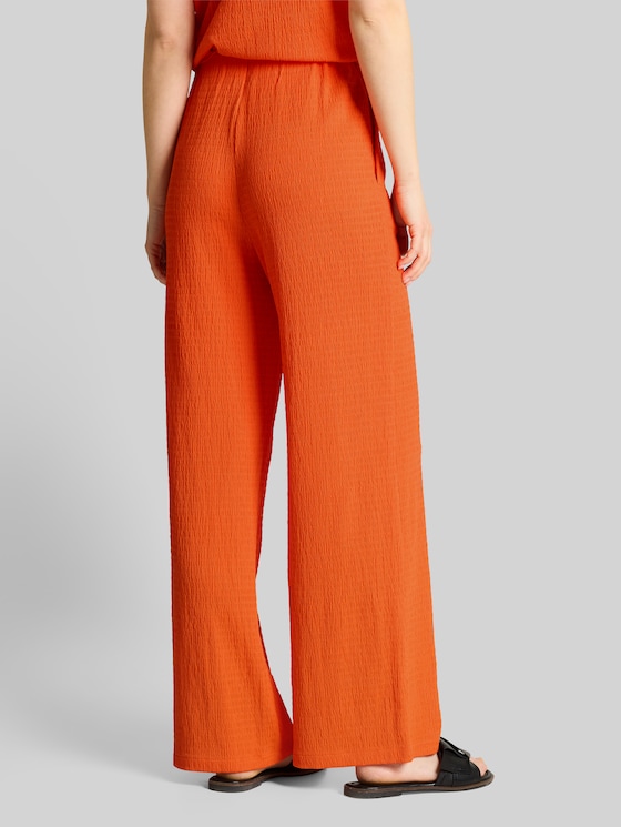 Crinkle wide-leg trousers - Fiery Orange