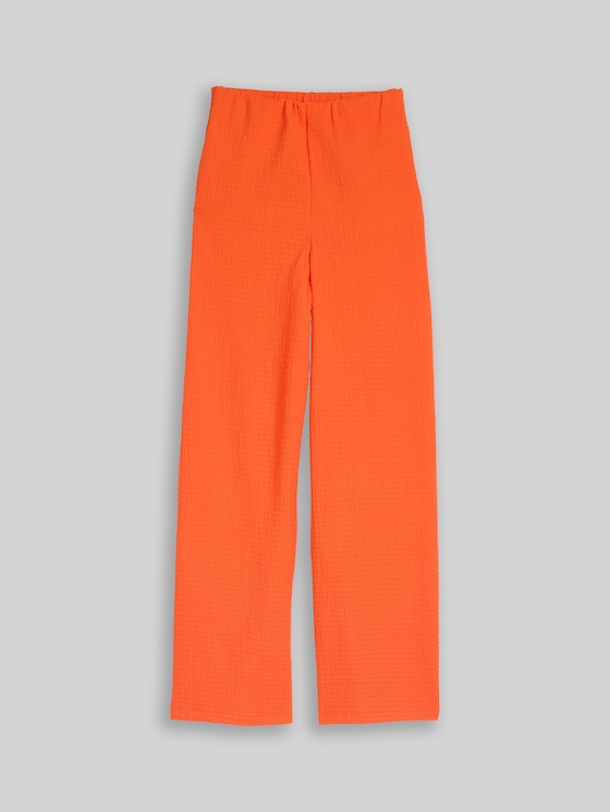 Crinkle wide-leg trousers - Fiery Orange