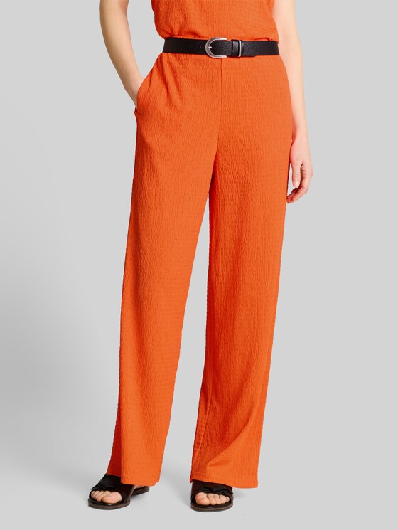 Crinkle wide-leg trousers - Fiery Orange