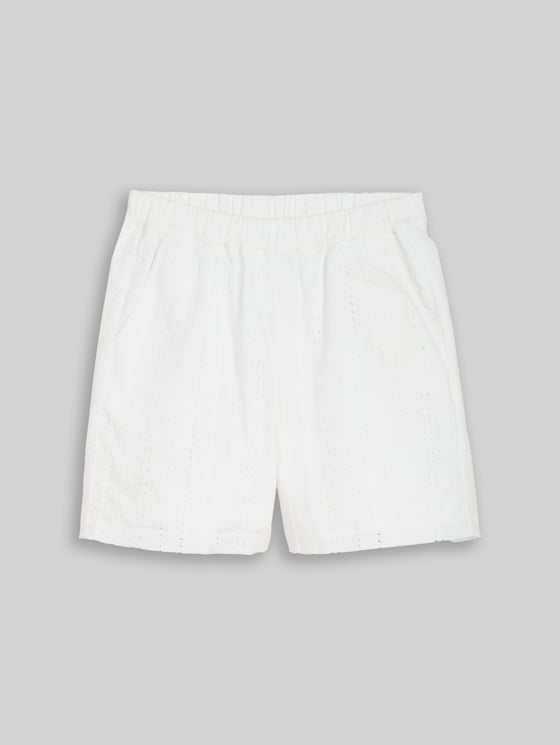 Shorts with eyelet embroidery - White