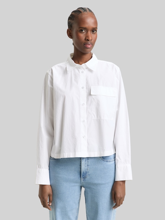 Boxy-fit cotton shirt blouse - White