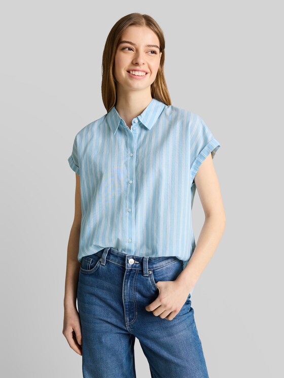 Striped blouse - blue white stripe