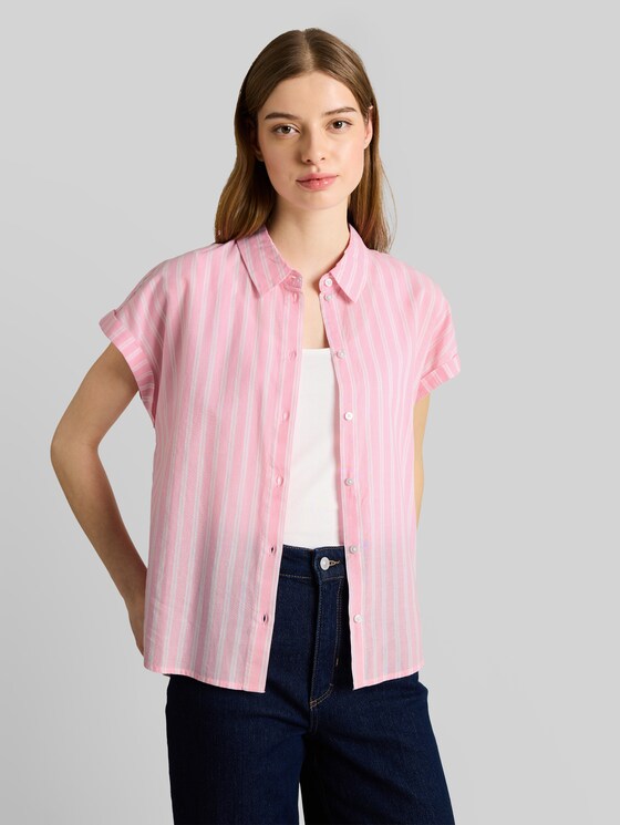 Striped blouse - blush pink stripe