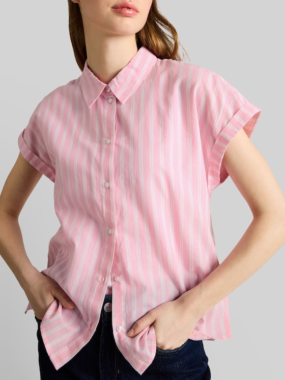 Striped blouse - blush pink stripe