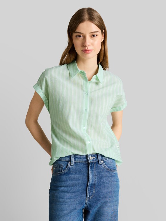Striped blouse - matcha green white stripe
