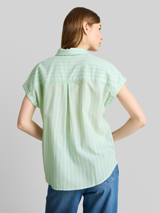 Striped blouse - matcha green white stripe