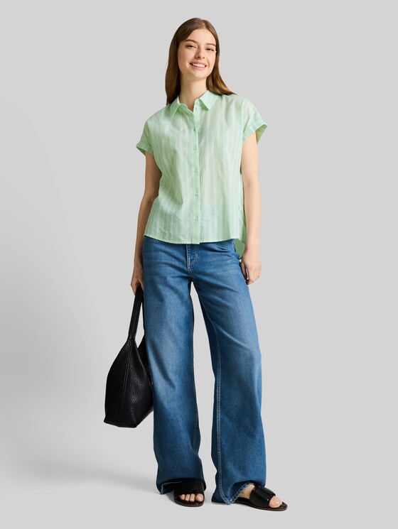 Striped blouse - matcha green white stripe
