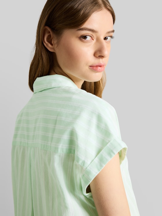 Striped blouse - matcha green white stripe