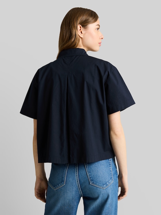 Boxy fit cotton blouse - sky captain blue
