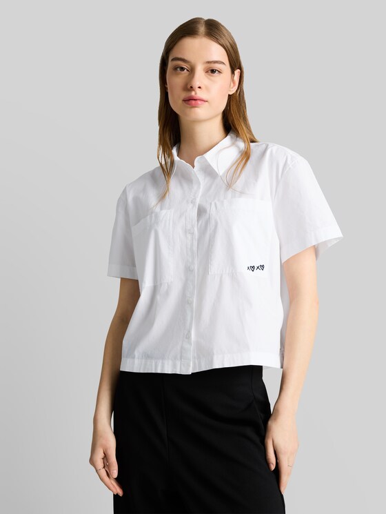 Boxy fit cotton blouse - White