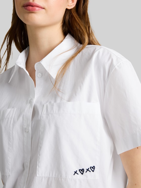 Boxy fit cotton blouse - White