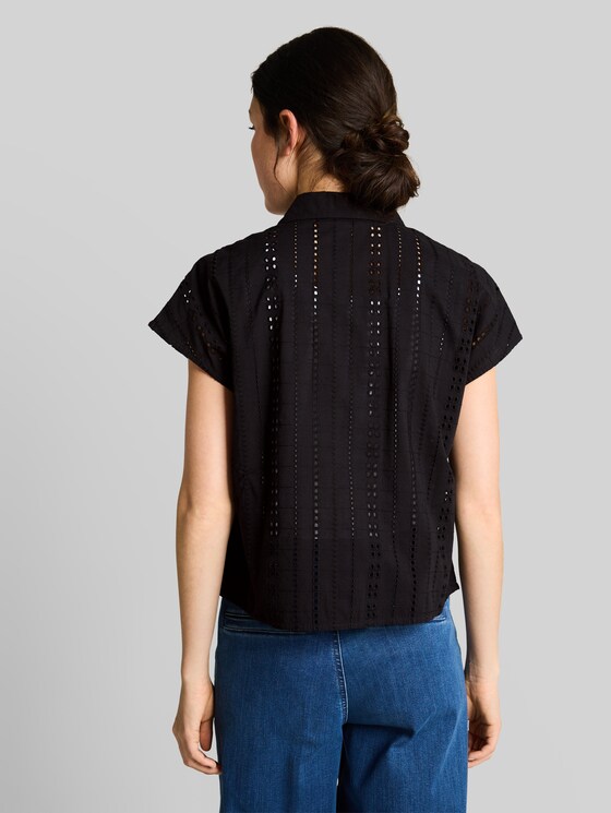 Blouse with eyelet embroidery - deep black