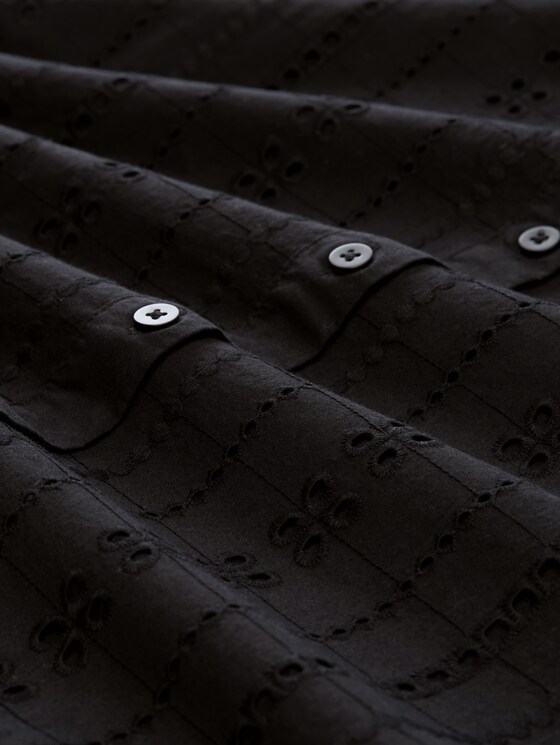 Blouse with eyelet embroidery - deep black
