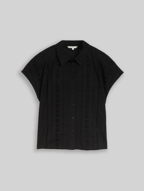 Blouse with eyelet embroidery - deep black