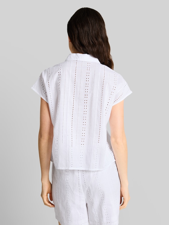 Blouse with eyelet embroidery - White